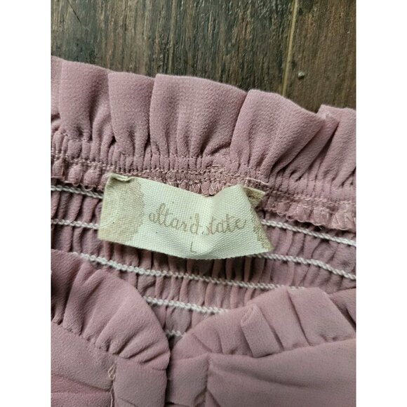 New Pink Chiffon Long Puff Sleeve Crop Corset Top Altar'd State Sz L Coquette - Picture 5 of 7